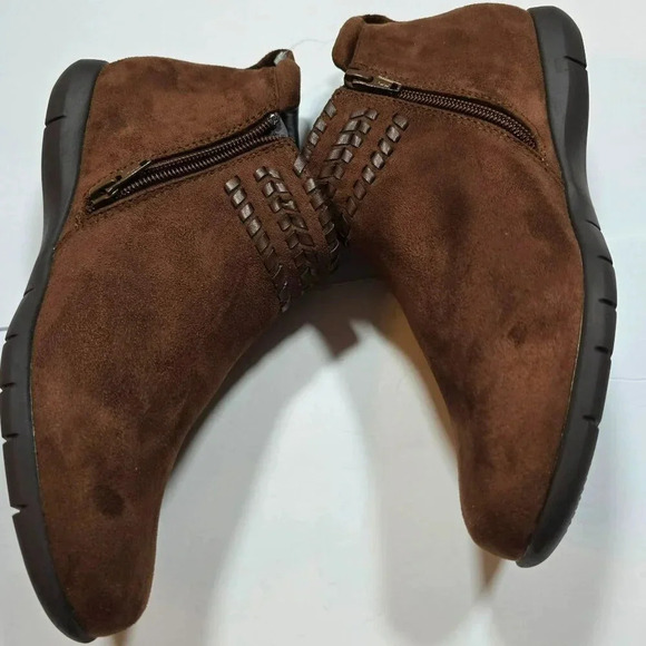 Comfortview Womens Brown Suede Braid Ankle Boots Size 9M - Picture 11 of 13